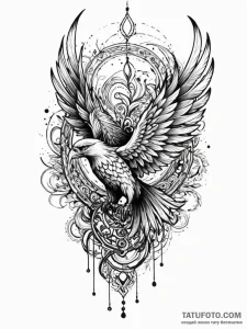 Phoenix beak piercing veil, tattoo line art,... - эскиз тату (№1752614159_0, 15.07.2025 21:15) — Tatufoto.com