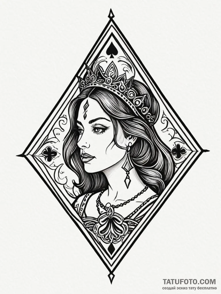 Queen of spades, tattoo sketch design, black... - эскиз тату (№1752614663_0, 15.07.2025 21:24) — Tatufoto.com