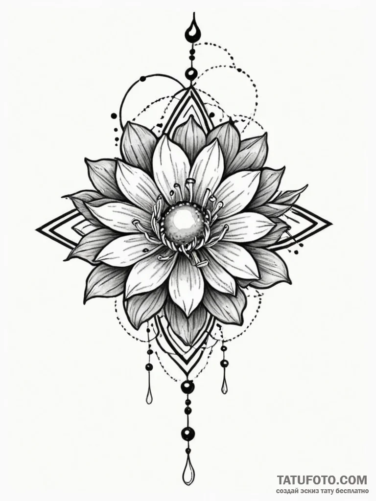 Orb crowned with celestial bloom, tattoo sket... - эскиз тату (№1752614749_0, 15.07.2025 21:25) — Tatufoto.com
