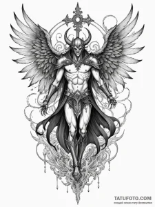 Corrupted paladin with one holy and one demon... - эскиз тату (№1752615000_0, 15.07.2025 21:30) — Tatufoto.com