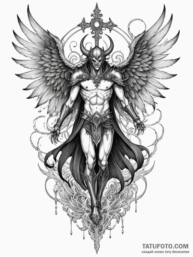 Corrupted paladin with one holy and one demon... - эскиз тату (№1752615000_0, 15.07.2025 21:30) — Tatufoto.com
