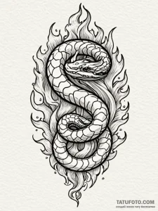 Ice flames consuming serpent, ink illustratio... - эскиз тату (№1752615586_0, 15.07.2025 21:39) — Tatufoto.com