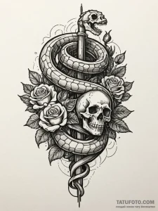 Raging sea serpent coiling through wreckage,... - эскиз тату (№1752616090_0, 15.07.2025 21:48) — Tatufoto.com