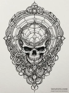 Orb bound in bone cage, tattoo flash sheet de... - эскиз тату (№1752616257_0, 15.07.2025 21:50) — Tatufoto.com