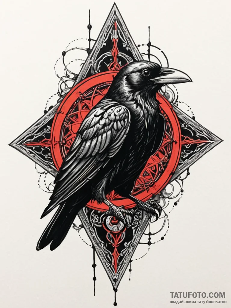 Atomic raven with neon scars, concept art for... - эскиз тату (№1752616508_0, 15.07.2025 21:55) — Tatufoto.com