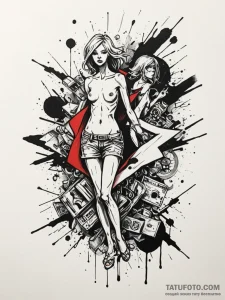 Black sandstorm hiding figures, tattoo line a... - эскиз тату (№1752616592_0, 15.07.2025 21:56) — Tatufoto.com