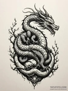 Bonsai tree growing on a sleeping dragon's ba... - эскиз тату (№1752616842_0, 15.07.2025 22:00) — Tatufoto.com