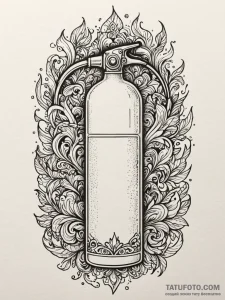 Fire extinguisher with label 'for burnout', i... - эскиз тату (№1752616926_0, 15.07.2025 22:02) — Tatufoto.com