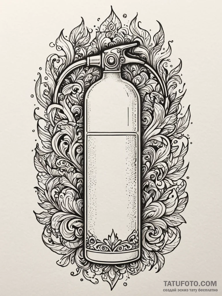Fire extinguisher with label 'for burnout', i... - эскиз тату (№1752616926_0, 15.07.2025 22:02) — Tatufoto.com