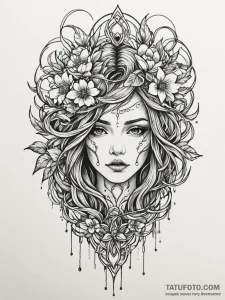 Nether bloom beneath spectral rift, tattoo dr... - эскиз тату (№1752617927_0, 15.07.2025 22:18) — Tatufoto.com