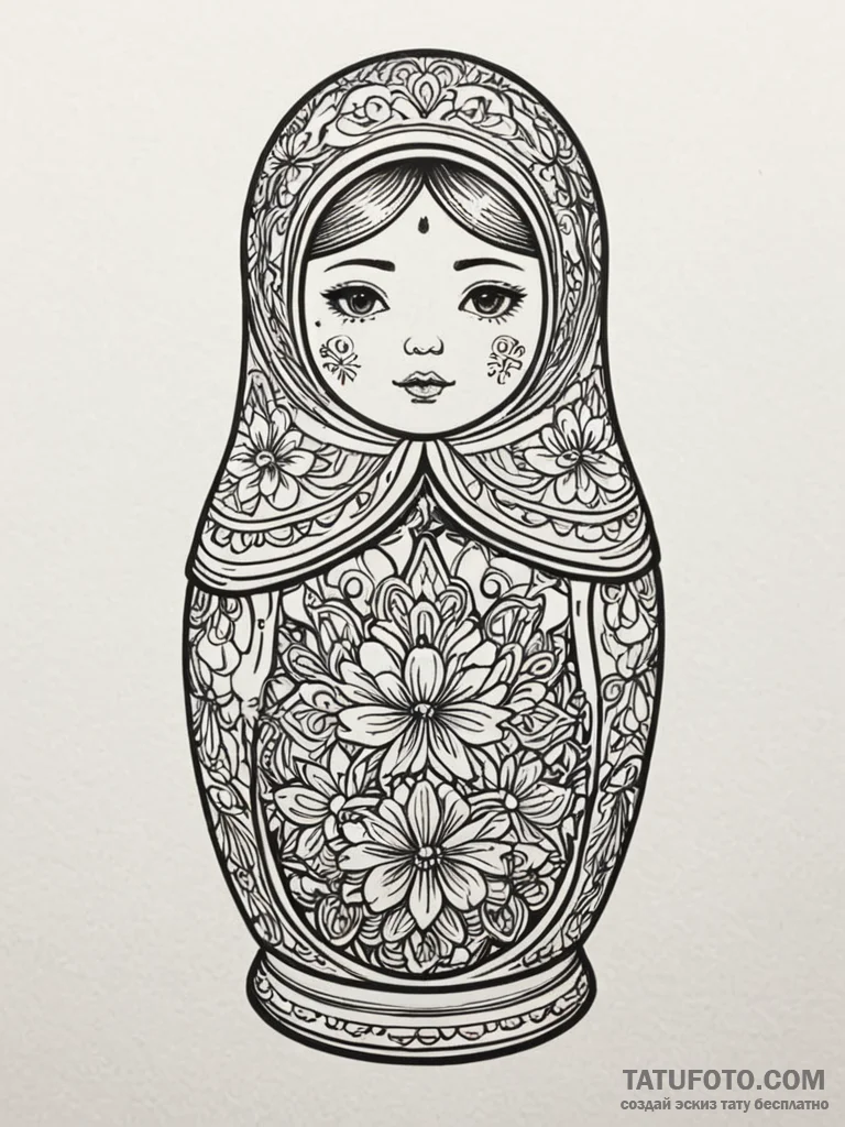Matryoshka doll, each layer a stage of decay,... - эскиз тату (№1752618010_0, 15.07.2025 22:20) — Tatufoto.com