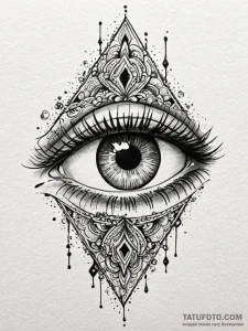 Eye, tattoo drawing outline, on a clean white... - эскиз тату (№1752618177_0, 15.07.2025 22:22) — Tatufoto.com
