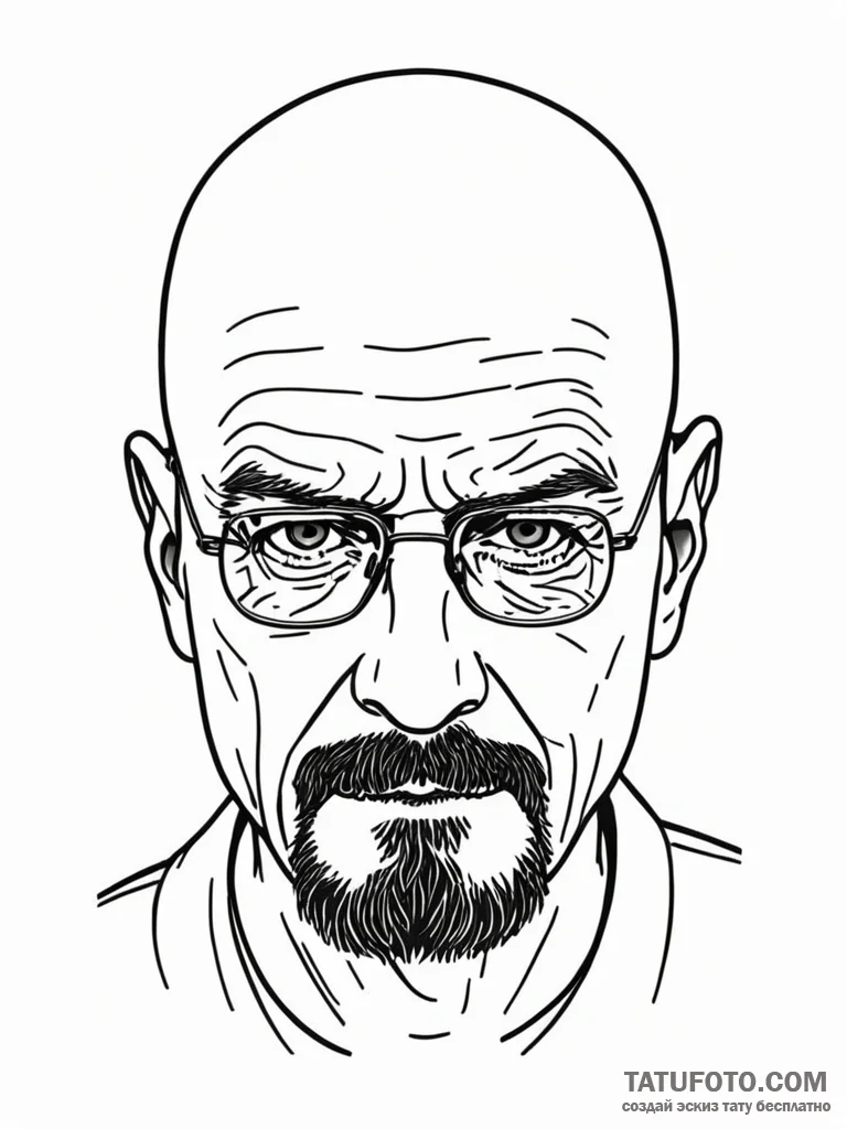 Walter white's face from breaking bad, tattoo... - эскиз тату (№1752618596_0, 15.07.2025 22:29) — Tatufoto.com