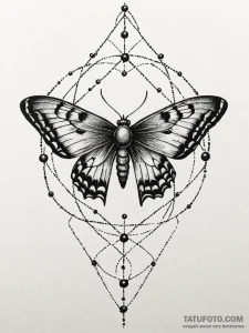 Atomic moth with shifting pixels, artistic ta... - эскиз тату (№1752619096_0, 15.07.2025 22:38) — Tatufoto.com