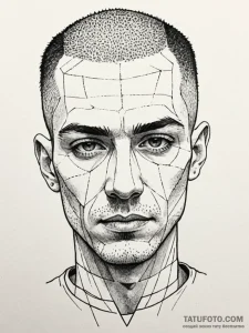A powerful buzz cut hairstyle, sharp,, ink il... - эскиз тату (№1752619596_0, 15.07.2025 22:46) — Tatufoto.com
