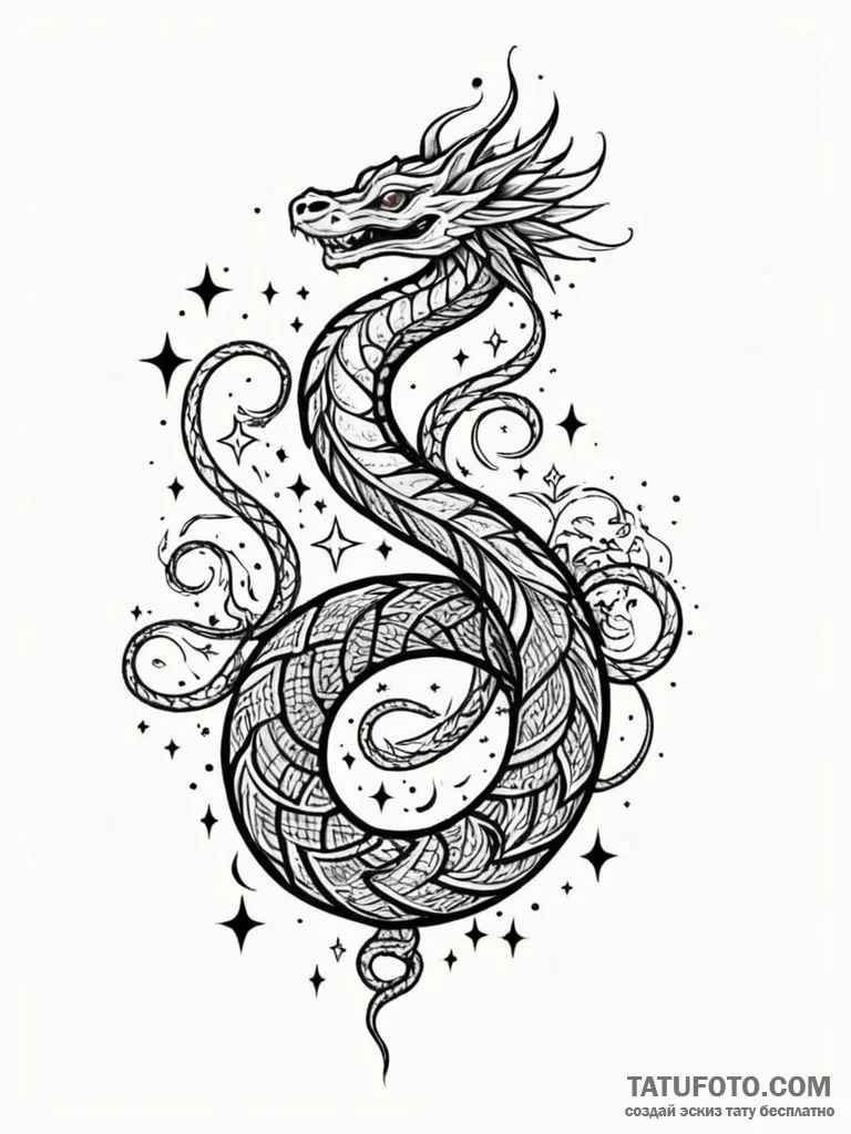 Hollow serpent crowned in stars, concept art... - эскиз тату (№1752619844_0, 15.07.2025 22:50) — Tatufoto.com