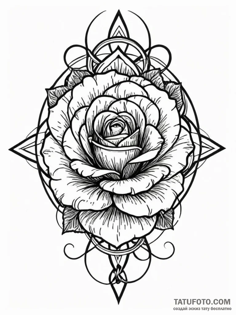 Atomic rose floating in zero gravity, tattoo… — эскиз тату (№1752620345_0, 15.07.2025 22:59) — Tatufoto.com