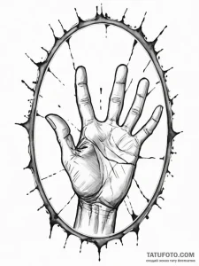 Clawed hand emerging from a cracked mirror, i... - эскиз тату (№1752620428_0, 15.07.2025 23:00) — Tatufoto.com