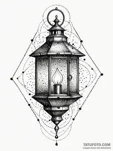 Lantern, concept art for tattoo, muted color... - эскиз тату (№1752620511_0, 15.07.2025 23:01) — Tatufoto.com