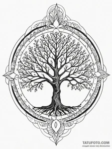 Glyph-etched crown beneath spectral tree, ink... - эскиз тату (№1752620596_0, 15.07.2025 23:03) — Tatufoto.com