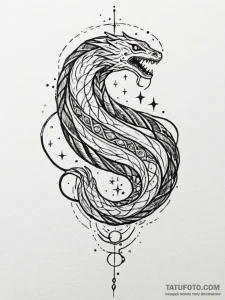Astral serpent weaving through comet trail, t... - эскиз тату (№1752620762_0, 15.07.2025 23:06) — Tatufoto.com