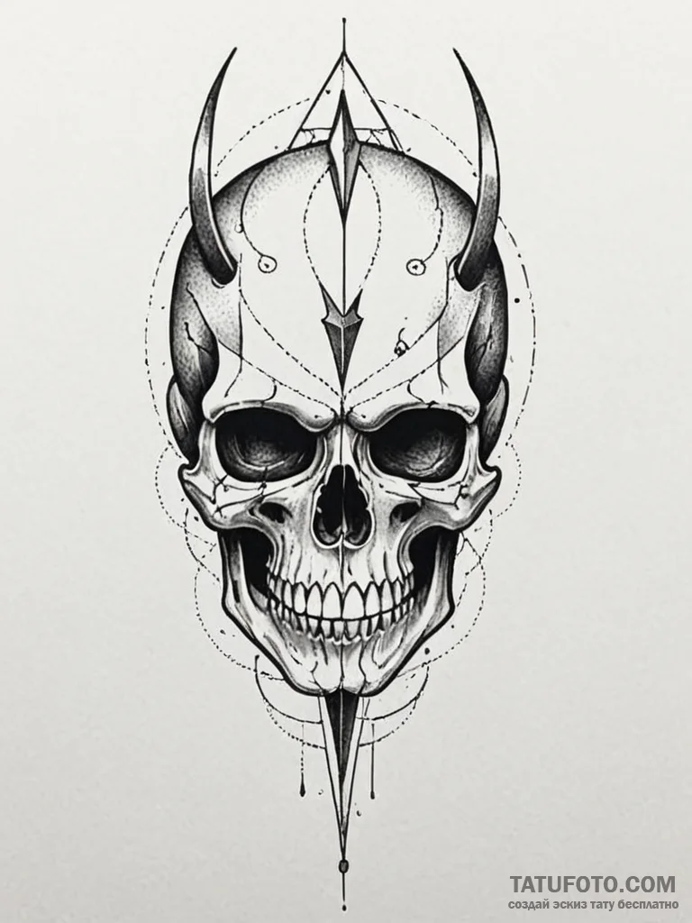 Ashen blade pierced through skull, artistic t… — эскиз тату (№1752621262_0, 15.07.2025 23:14) — Tatufoto.com