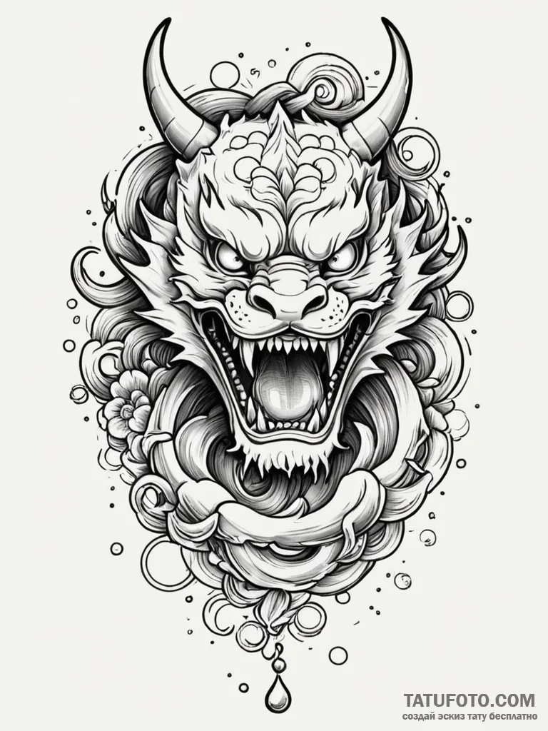 A whimsical bubble gum in mouth, playful,, ar... - эскиз тату (№1752621512_0, 15.07.2025 23:18) — Tatufoto.com