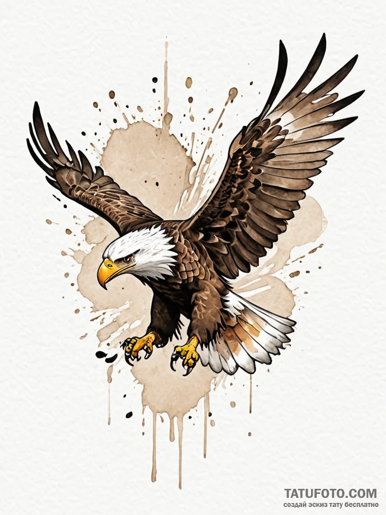 Eagle in a steep dive, talons extended, morph... - эскиз тату (№1752621596_0, 15.07.2025 23:19) — Tatufoto.com