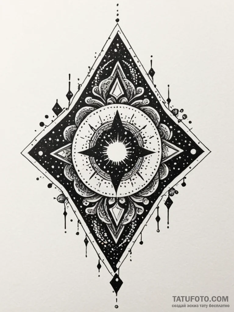 Quartz talisman glowing in darkness, tattoo s... - эскиз тату (№1752621680_0, 15.07.2025 23:21) — Tatufoto.com