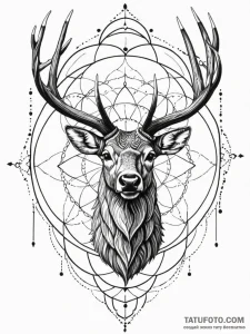 Elk, concept art for tattoo, on a clean white... - эскиз тату (№1752622180_0, 15.07.2025 23:29) — Tatufoto.com