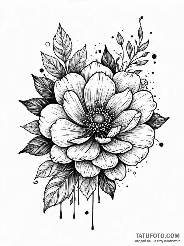 Flower blooming from the barrel of a rusted g... - эскиз тату (№1752622264_0, 15.07.2025 23:31) — Tatufoto.com