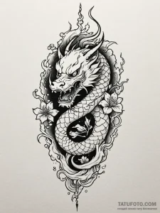 Nether serpent beneath spectral spire, tattoo... - эскиз тату (№1752623182_0, 15.07.2025 23:46) — Tatufoto.com