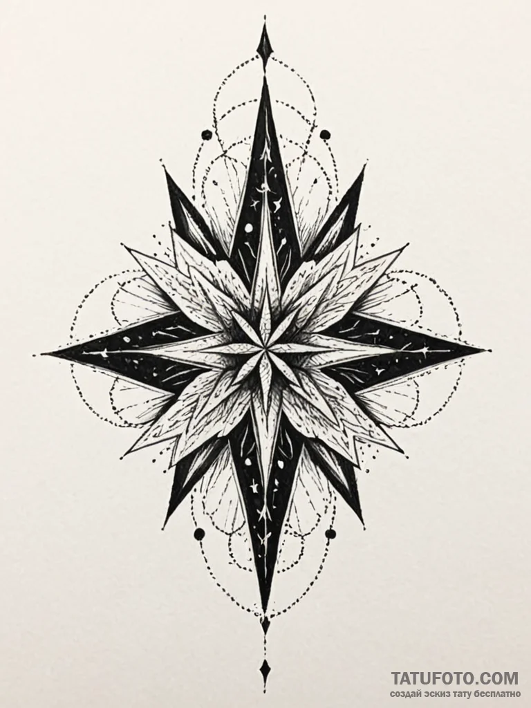 Northern star bleeding starlight, tattoo line... - эскиз тату (№1752623265_0, 15.07.2025 23:47) — Tatufoto.com