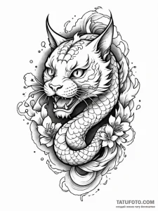 Ashen cat with hollow eyes, ink illustration... - эскиз тату (№1752623514_0, 15.07.2025 23:51) — Tatufoto.com