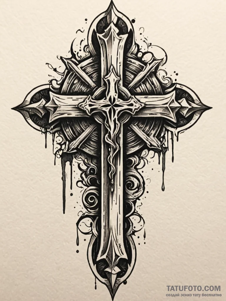 Torchlight flickering in bone crypt, ink illu... - эскиз тату (№1752623682_0, 15.07.2025 23:54) — Tatufoto.com