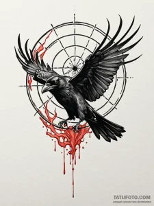 Burning web trapping raven, ink illustration... - эскиз тату (№1752623932_0, 15.07.2025 23:58) — Tatufoto.com