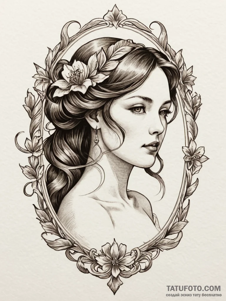 M, artistic tattoo sketch, sepia tone sketch,... - эскиз тату (№1752624099_0, 16.07.2025 00:01) — Tatufoto.com
