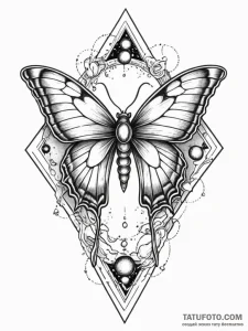 Astral moth glowing in cosmic void, tattoo sk... - эскиз тату (№1752624517_0, 16.07.2025 00:08) — Tatufoto.com