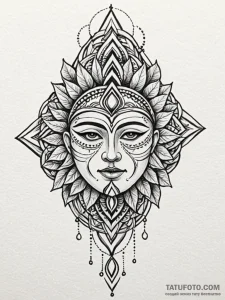 Oak mask crowned with leaves, tattoo flash sh... - эскиз тату (№1752624767_0, 16.07.2025 00:12) — Tatufoto.com