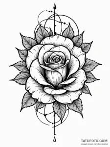 Atomic rose with digital thorns, ink illustra... - эскиз тату (№1752625269_0, 16.07.2025 00:21) — Tatufoto.com