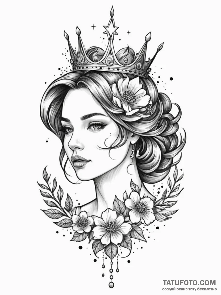 Glacial bloom crowned in stars, tattoo line a… — эскиз тату (№1752625602_0, 16.07.2025 00:26) — Tatufoto.com