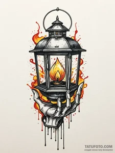 Lantern held by skeletal hand, ink illustrati... - эскиз тату (№1752625685_0, 16.07.2025 00:28) — Tatufoto.com