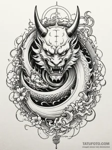 Katana blade beneath eclipsed sun, tattoo lin... - эскиз тату (№1752626603_0, 16.07.2025 00:43) — Tatufoto.com