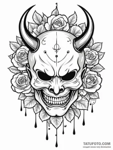 A japanese hannya mask, artistic tattoo sketc... - эскиз тату (№1752627021_0, 16.07.2025 00:50) — Tatufoto.com