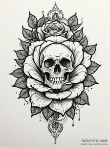 Emerald flower blooming in shadows, concept a... - эскиз тату (№1752627104_0, 16.07.2025 00:51) — Tatufoto.com