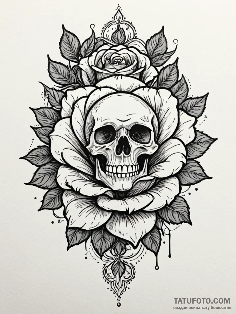 Emerald flower blooming in shadows, concept a... - эскиз тату (№1752627104_0, 16.07.2025 00:51) — Tatufoto.com