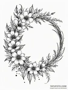 Nightshade wreath beneath spectral bloom, tat... - эскиз тату (№1752627271_0, 16.07.2025 00:54) — Tatufoto.com