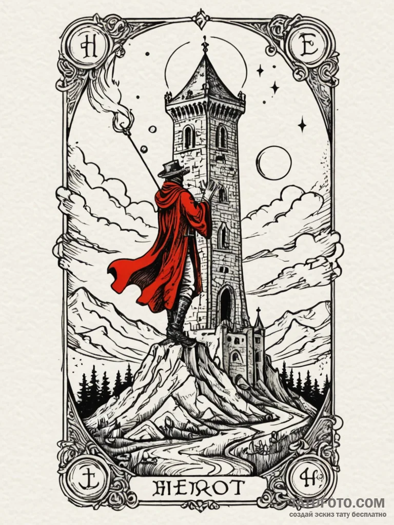A tarot card (e.g., the fool, the hermit, the… — эскиз тату (№1752627524_0, 16.07.2025 00:58) — Tatufoto.com