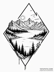 Landscape of a cherished place (a mountain, a... - эскиз тату (№1752628025_0, 16.07.2025 01:07) — Tatufoto.com