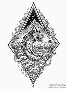 Kite shield beneath celestial spire, artistic... - эскиз тату (№1752628193_0, 16.07.2025 01:09) — Tatufoto.com
